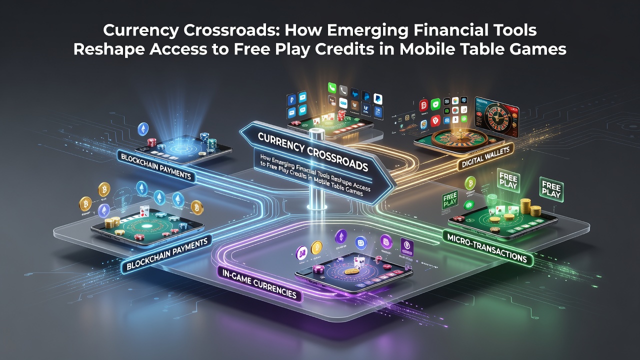 Mobile table game interface showing digital wallet integration for free play credits