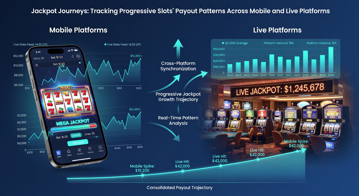 Busy casino floor with rows of progressive slot machines under bright lights, jackpot displays showing multi-million dollar totals and recent win notifications.