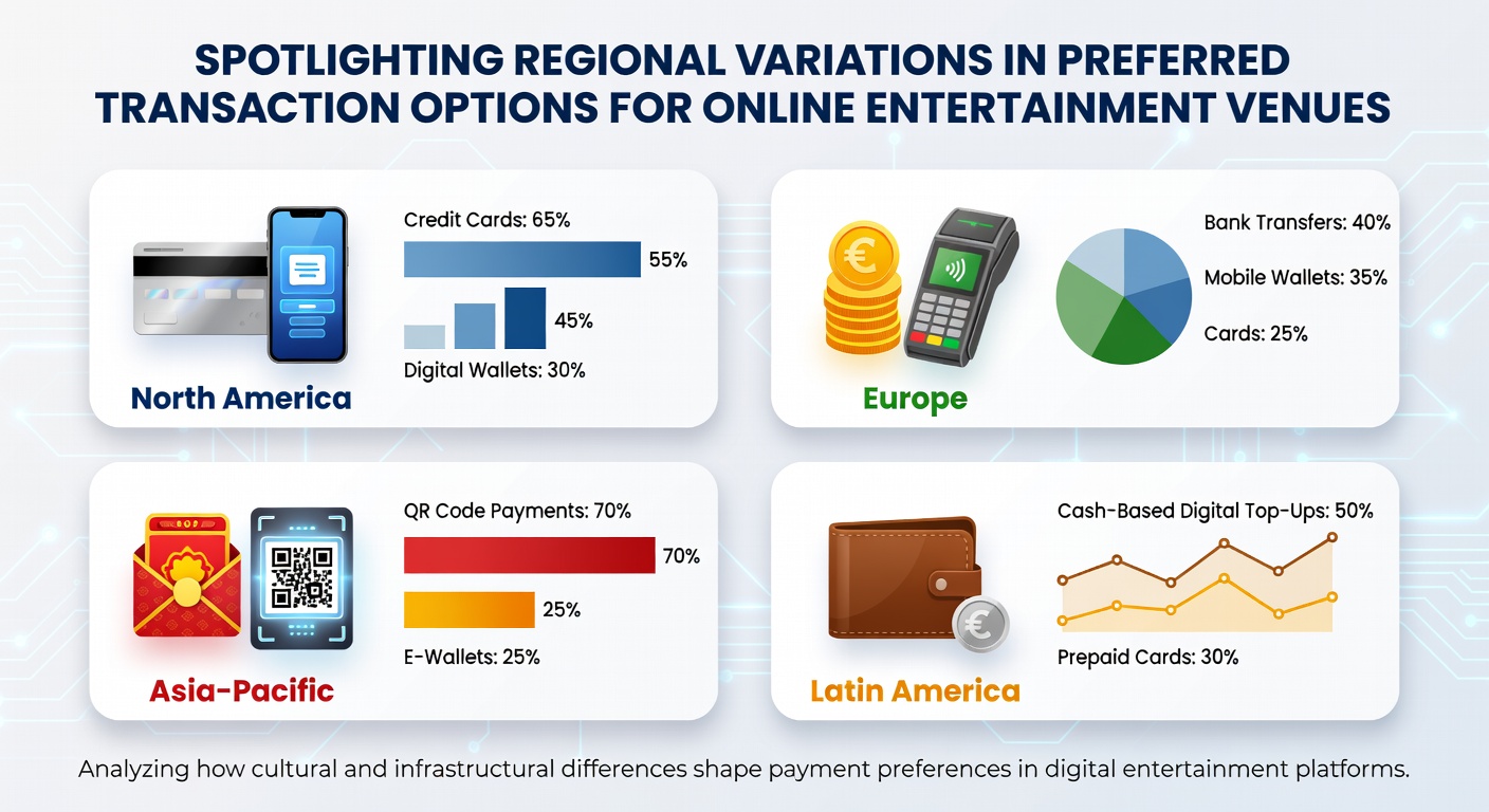 Map highlighting regional differences in transaction preferences across global online entertainment platforms