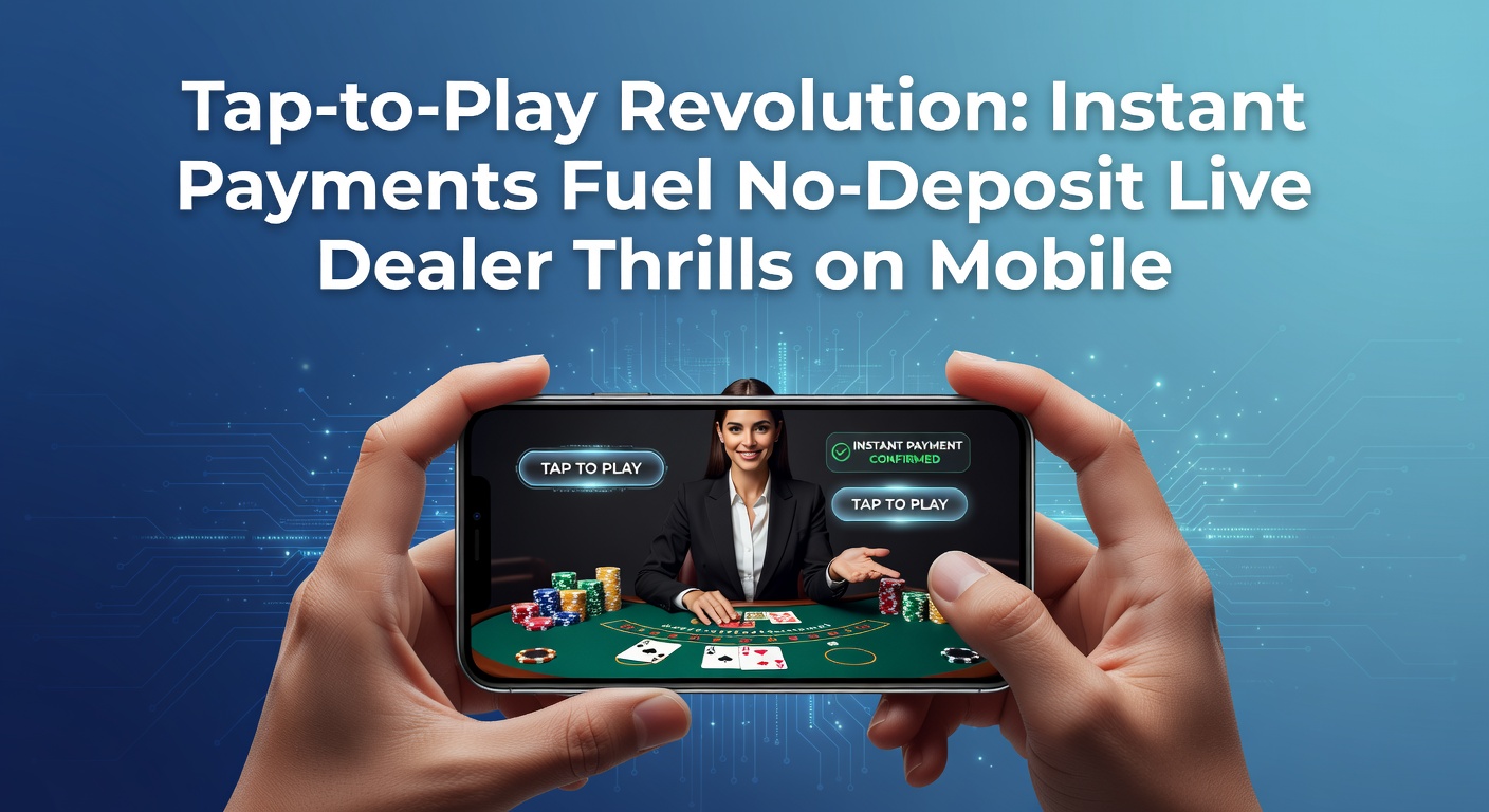 Mobile phone displaying a live dealer blackjack table with tap-to-pay button active, highlighting instant no-deposit bonus claim