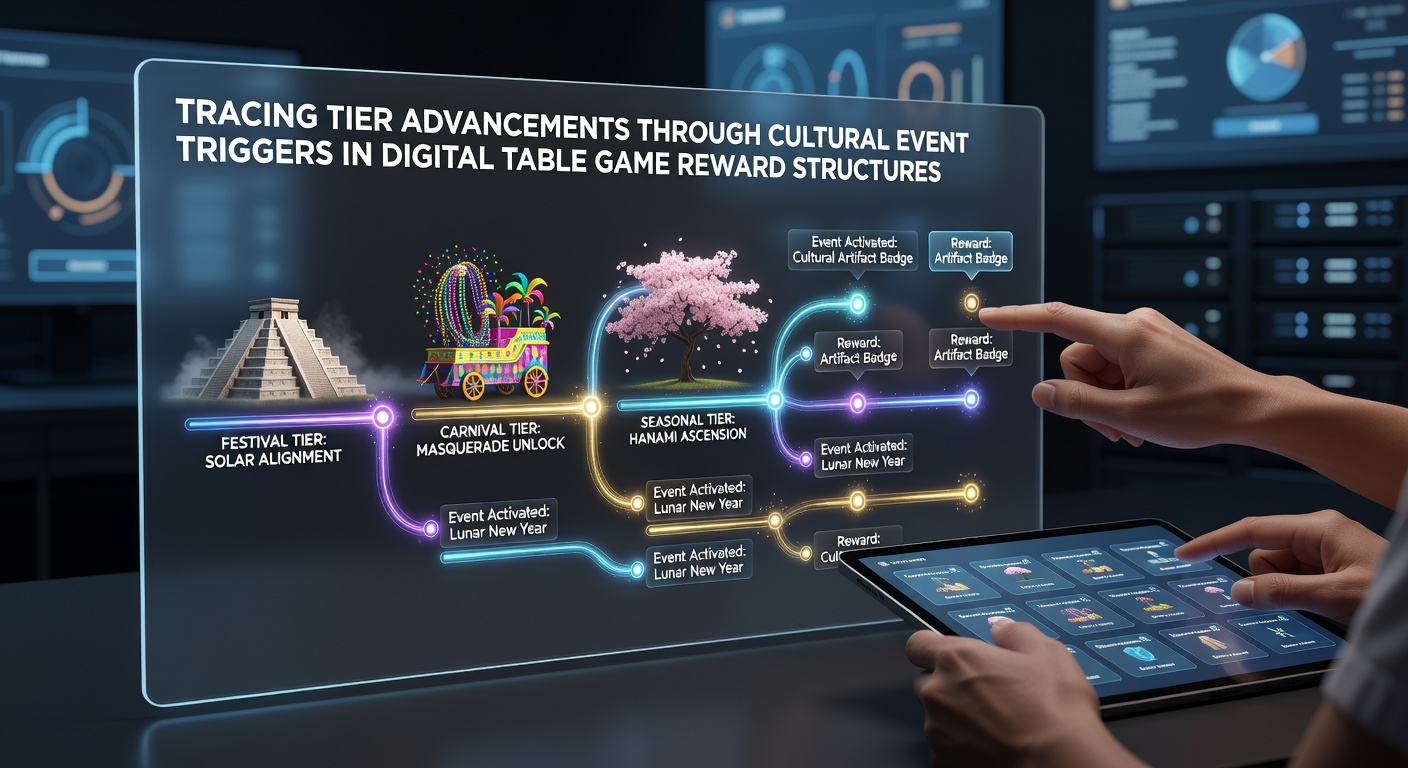 Digital table game interface showing tier progression during a cultural festival event